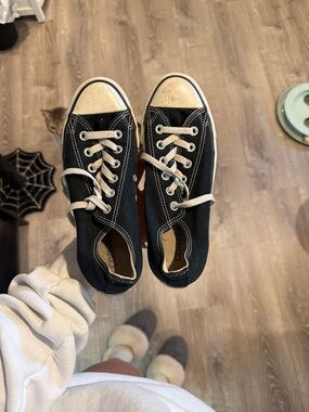Black Low-Top Canvas Kids Sneakers - Casual Lace-Up
